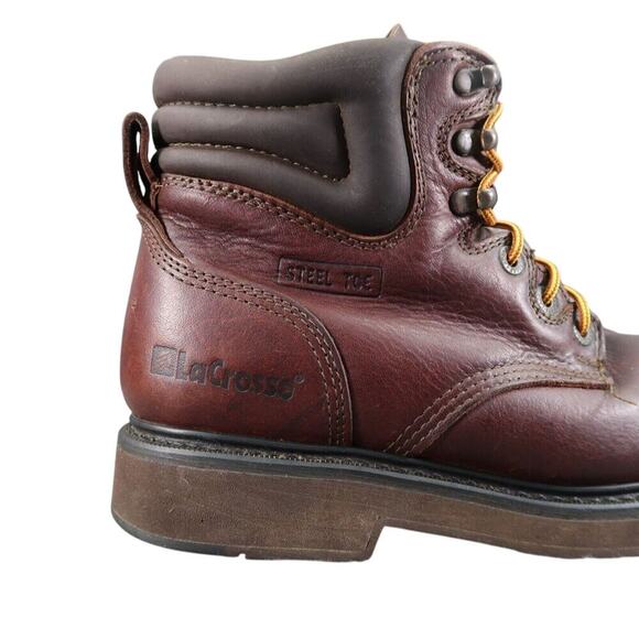 LaCrosse Shoes Mens 7.5 Work Boots Steel Toe Leather Mid Lace Up Slip Resistant main image 11